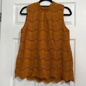 Worthington Marigold Lace Mock Top